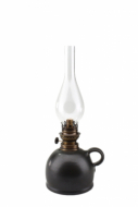 Petroleumlampe 2 schwarz bauchiges Glas
