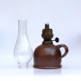 oil lamp small  brown bellied glass